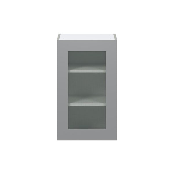 Willow Painted Slate Gray Assembled Wall  Cabinet with a Full High Glass Door (18 in. W x 30 in. H x 14 in. D)