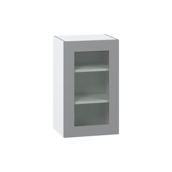 Willow Painted Slate Gray Assembled Wall  Cabinet with a Full High Glass Door (18 in. W x 30 in. H x 14 in. D)