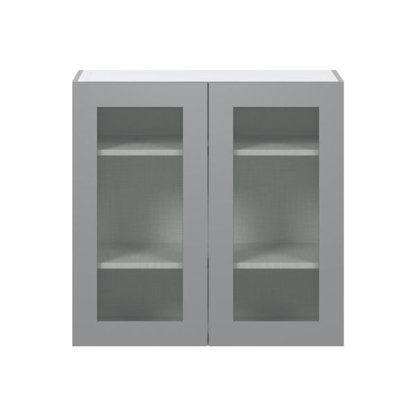 Willow Painted Slate Gray Assembled Wall  Cabinet with 2 Glass Doors (36 in. W x 35 in. H x 14 in. D)