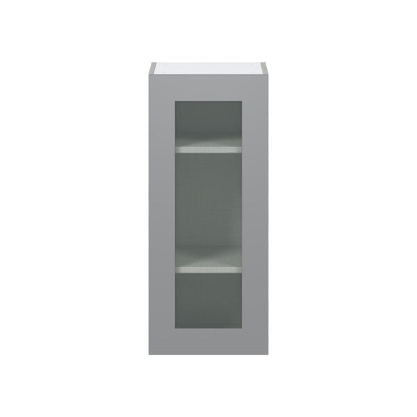 Willow Painted Slate Gray Assembled Wall  Cabinet with a Full High Glass Door (15 in. W x 35 in. H x 14 in. D)