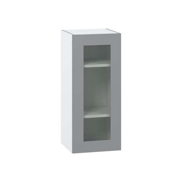 Willow Painted Slate Gray Assembled Wall  Cabinet with a Full High Glass Door (15 in. W x 35 in. H x 14 in. D)