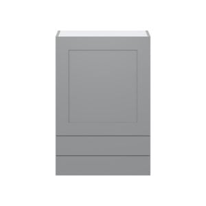 Willow Painted Slate Gray  Shaker Assembled Wall  Cabinet with a Door and Two 5 in. Drawers (24 in. W x 35 in. H x 14 in. D)