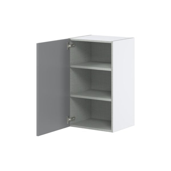 Willow Painted Slate Gray  Shaker Assembled Wall  Cabinet with Full high Door (18 in. W x 30 in. H x 14 in. D)