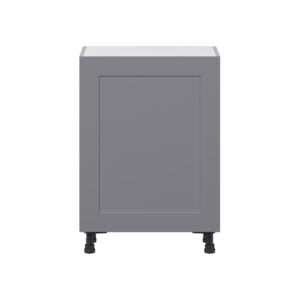 Willow Painted Slate Gray  Shaker Assembled Shallow Base Cabinet with a Full High Door (24 in. W x 34.5 in. H x 14 in. D)