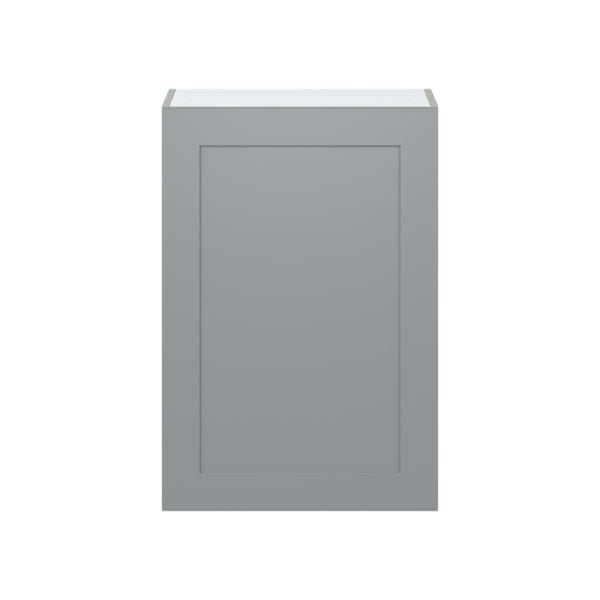 Willow Painted Slate Gray  Shaker Assembled Wall  Cabinet with Full High Door (24 in. W x 35 in. H x 14 in. D)