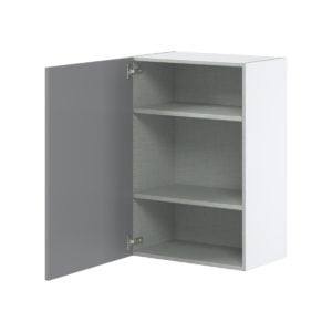 Willow Painted Slate Gray  Shaker Assembled Wall  Cabinet with Full High Door (24 in. W x 35 in. H x 14 in. D)