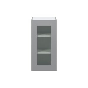 Willow Painted Slate Gray Assembled Wall  Cabinet with a Full High Glass Door (15 in. W x 30 in. H x 14 in. D)