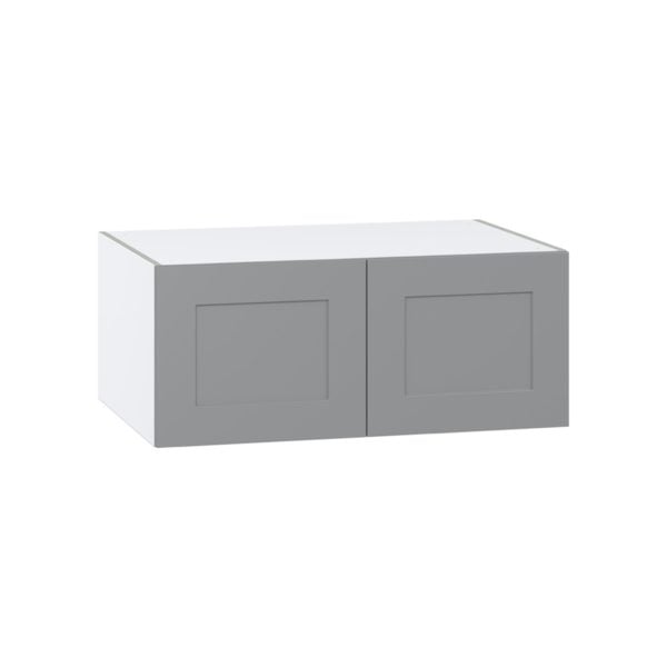 Willow Painted Slate Gray  Shaker Assembled Deep Wall Bridge  Cabinet (36 in. W X 15 in. H X 24 in. D)