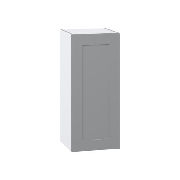 Willow Painted Slate Gray  Shaker Assembled Wall  Cabinet with Full High Door (15 in. W x 35 in. H x 14 in. D)