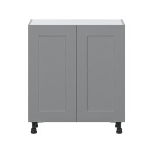 Willow Painted Slate Gray  Shaker Assembled Shallow Base Cabinet with 2 Full High Doors (30 in. W x 34.5 in. H x 14 in. D)