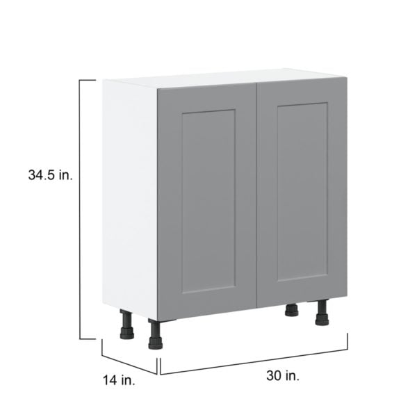 Willow Painted Slate Gray  Shaker Assembled Shallow Base Cabinet with 2 Full High Doors (30 in. W x 34.5 in. H x 14 in. D)