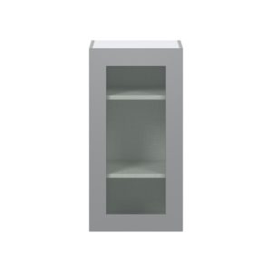 Willow Painted Slate Gray Assembled Wall  Cabinet with a Full High Glass Door (18 in. W x 35 in. H x 14 in. D)