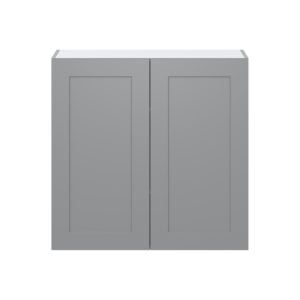 Willow Painted Slate Gray  Shaker Assembled Wall  Cabinet with 2 Full High Doors (36 in. W x 35 in. H x 14 in. D)