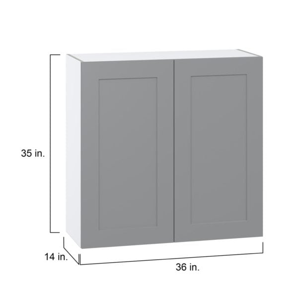 Willow Painted Slate Gray  Shaker Assembled Wall  Cabinet with 2 Full High Doors (36 in. W x 35 in. H x 14 in. D)