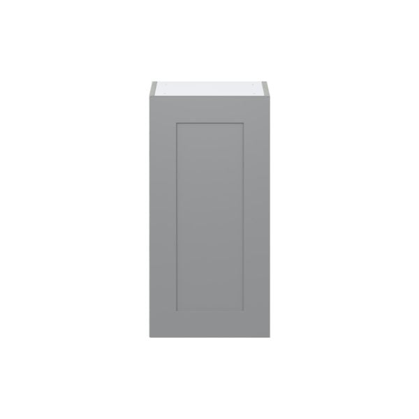 Willow Painted Slate Gray  Shaker Assembled Wall  Cabinet with Full High Door (15 in. W x 30 in. H x 14 in. D)