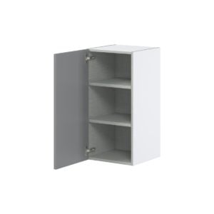 Willow Painted Slate Gray  Shaker Assembled Wall  Cabinet with Full High Door (15 in. W x 30 in. H x 14 in. D)