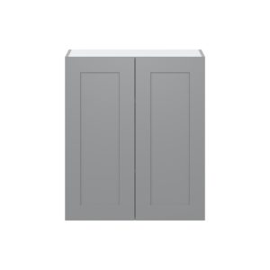 Willow Painted Slate Gray  Shaker Assembled Wall  Cabinet with 2 Full High Doors (30 in. W x 35 in. H x 14 in. D)