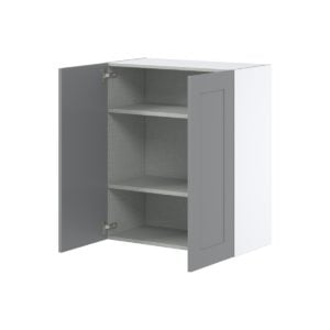 Willow Painted Slate Gray  Shaker Assembled Wall  Cabinet with 2 Full High Doors (30 in. W x 35 in. H x 14 in. D)