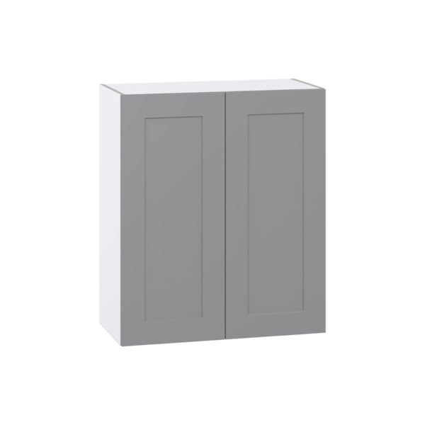 Willow Painted Slate Gray  Shaker Assembled Wall  Cabinet with 2 Full High Doors (30 in. W x 35 in. H x 14 in. D)