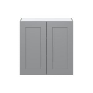 Willow Painted Slate Gray  Shaker Assembled Wall  Cabinet with 2 Full High Doors (30 in. W x 30 in. H x 14 in. D)