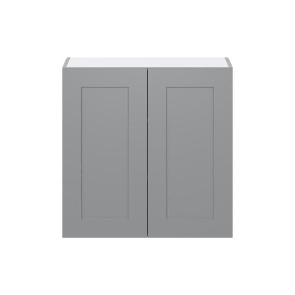 Willow Painted Slate Gray  Shaker Assembled Wall  Cabinet with 2 Full High Doors (30 in. W x 30 in. H x 14 in. D)