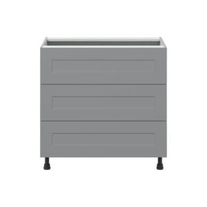 Willow Painted Slate Gray  Shaker Assembled Cooktop Base Cabinet with Three 10 in. Drawers (36 in. W x 34.5 in. H x 24 in. D)