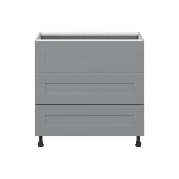 Willow Painted Slate Gray  Shaker Assembled Cooktop Base Cabinet with Three 10 in. Drawers (36 in. W x 34.5 in. H x 24 in. D)