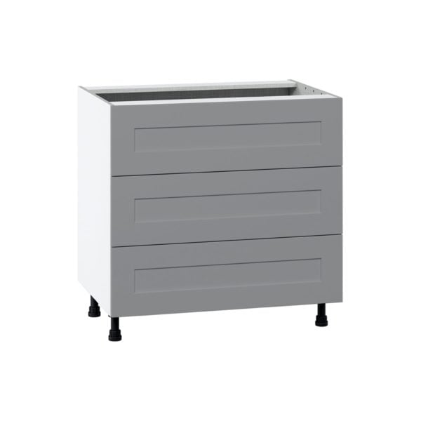 Willow Painted Slate Gray  Shaker Assembled Cooktop Base Cabinet with Three 10 in. Drawers (36 in. W x 34.5 in. H x 24 in. D)