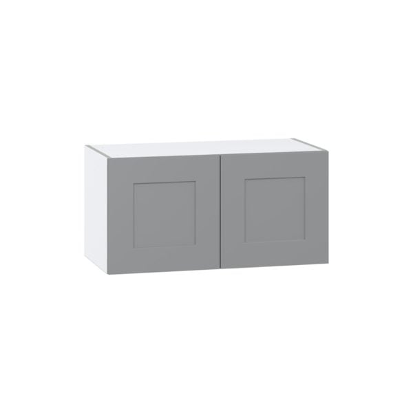 Willow Painted Slate Gray  Shaker Assembled Wall Bridge  Cabinet (30 in. W X 15 in. H X 14 in. D)