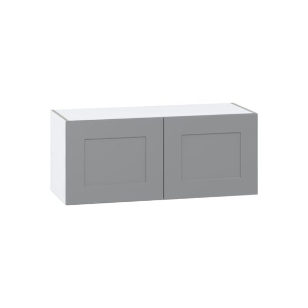 Willow Painted Slate Gray  Shaker Assembled Wall Bridge  Cabinet (36 in. W X 15 in. H X 14 in. D)