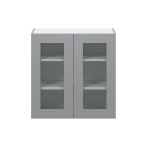 Willow Painted Slate Gray Assembled Wall  Cabinet with 2 Glass Doors (30 in. W x 30 in. H x 14 in. D)