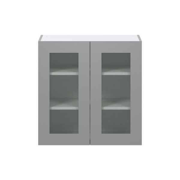 Willow Painted Slate Gray Assembled Wall  Cabinet with 2 Glass Doors (30 in. W x 30 in. H x 14 in. D)