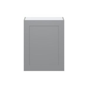 Willow Painted Slate Gray  Shaker Assembled Wall  Cabinet with Full High Door (24 in. W x 30 in. H x 14 in. D)