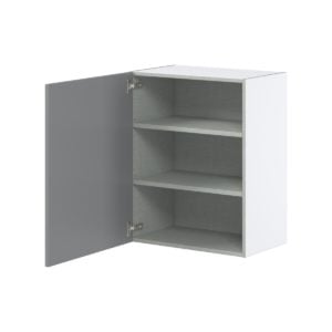 Willow Painted Slate Gray  Shaker Assembled Wall  Cabinet with Full High Door (24 in. W x 30 in. H x 14 in. D)