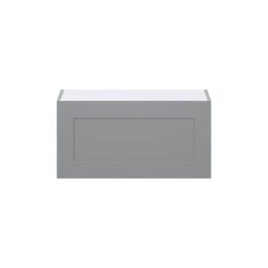 Willow Painted Slate Gray  Shaker Assembled Wall Bridge  Cabinet with Lift Up Door (30 in. W x 15 in. H x 14 in. D)