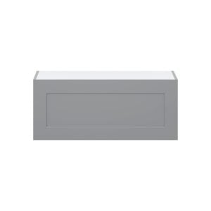 Willow Painted Slate Gray  Shaker Assembled Wall Bridge  Cabinet with Lift Up Door (36 in. W x 15 in. H x 14 in. D)