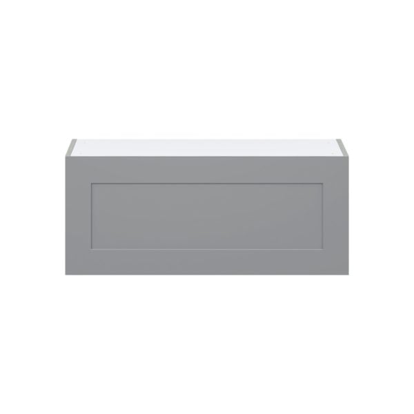 Willow Painted Slate Gray  Shaker Assembled Wall Bridge  Cabinet with Lift Up Door (36 in. W x 15 in. H x 14 in. D)