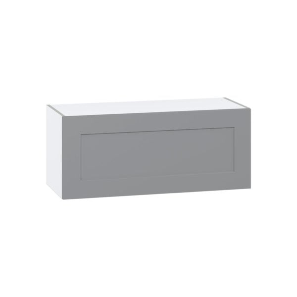 Willow Painted Slate Gray  Shaker Assembled Wall Bridge  Cabinet with Lift Up Door (36 in. W x 15 in. H x 14 in. D)