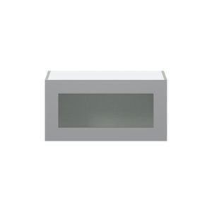 Willow Painted Slate Gray Assembled Wall Bridge  Cabinet with Lift Up Glass Door (30 in. W x 15 in. H x 14 in. D)