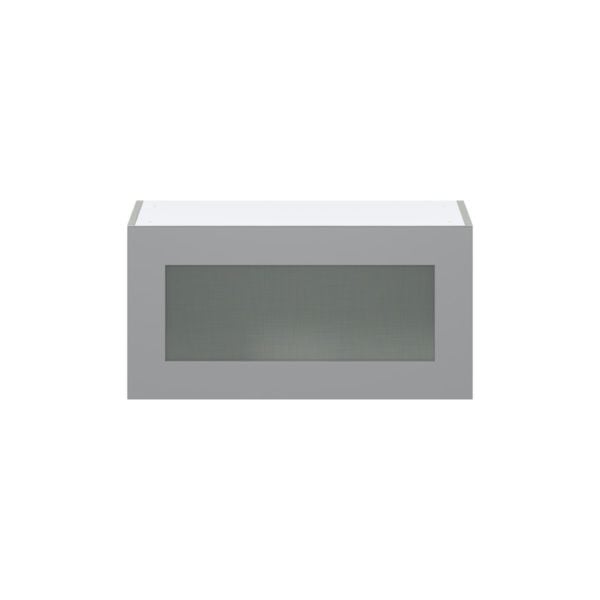 Willow Painted Slate Gray Assembled Wall Bridge  Cabinet with Lift Up Glass Door (30 in. W x 15 in. H x 14 in. D)