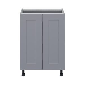 Willow Painted Slate Gray  Shaker Assembled Base Cabinet with 2 Full High Doors and 3 Inner Drawers (24 in. W x 34.5 in. H x 24 in. D)