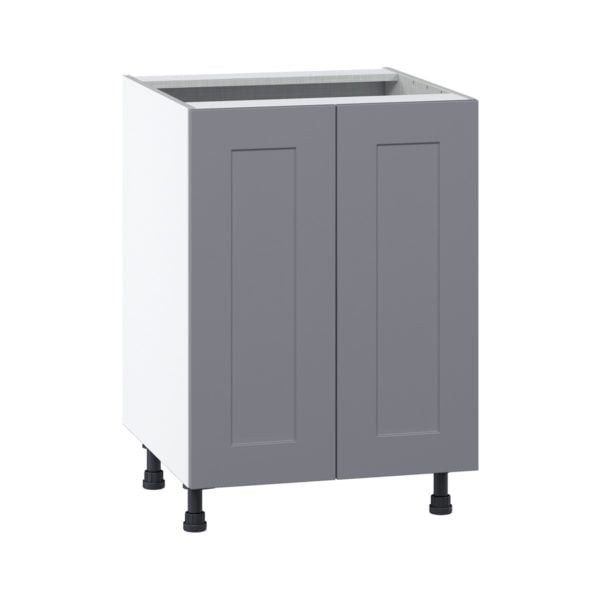 Willow Painted Slate Gray  Shaker Assembled Base Cabinet with 2 Full High Doors and 3 Inner Drawers (24 in. W x 34.5 in. H x 24 in. D)