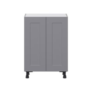 Willow Painted Slate Gray  Shaker Assembled Shallow Base Cabinet with 2 Full High Doors (24 in. W x 34.5 in. H x 14 in. D)