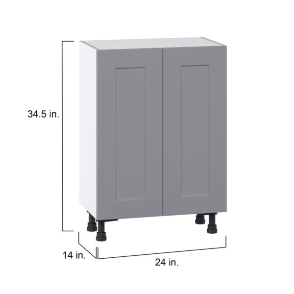 Willow Painted Slate Gray  Shaker Assembled Shallow Base Cabinet with 2 Full High Doors (24 in. W x 34.5 in. H x 14 in. D)