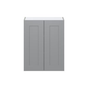 Willow Painted Slate Gray  Shaker Assembled Wall  Cabinet  with 2 Full high Doors (24 in. W x 30 in. H x 14 in. D)