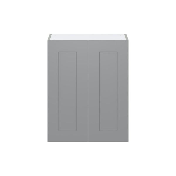 Willow Painted Slate Gray  Shaker Assembled Wall  Cabinet  with 2 Full high Doors (24 in. W x 30 in. H x 14 in. D)