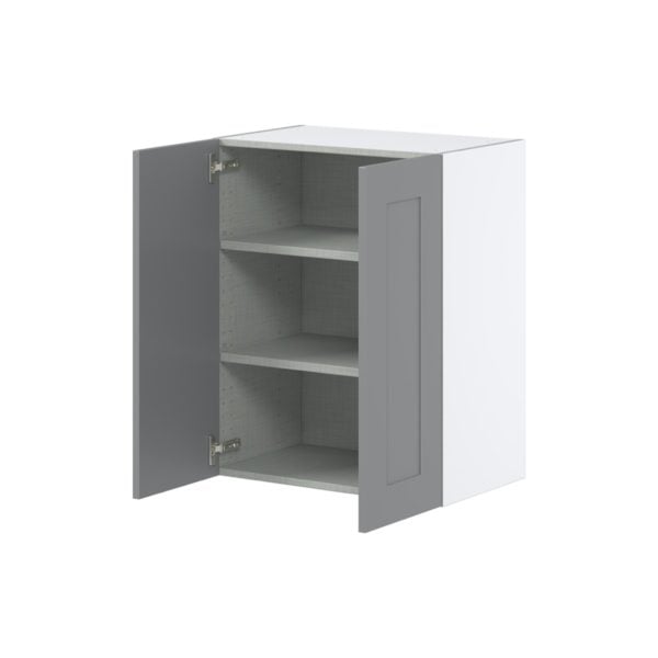 Willow Painted Slate Gray  Shaker Assembled Wall  Cabinet  with 2 Full high Doors (24 in. W x 30 in. H x 14 in. D)