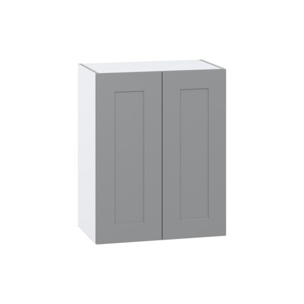 Willow Painted Slate Gray  Shaker Assembled Wall  Cabinet  with 2 Full high Doors (24 in. W x 30 in. H x 14 in. D)