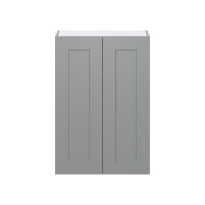 Willow Painted Slate Gray  Shaker Assembled Wall  Cabinet with 2 Full High Doors (24 in. W x 35 in. H x 14 in. D)