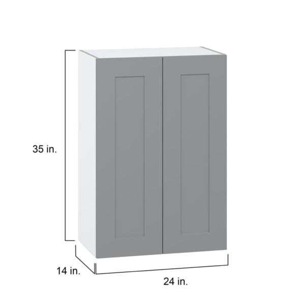 Willow Painted Slate Gray  Shaker Assembled Wall  Cabinet with 2 Full High Doors (24 in. W x 35 in. H x 14 in. D)